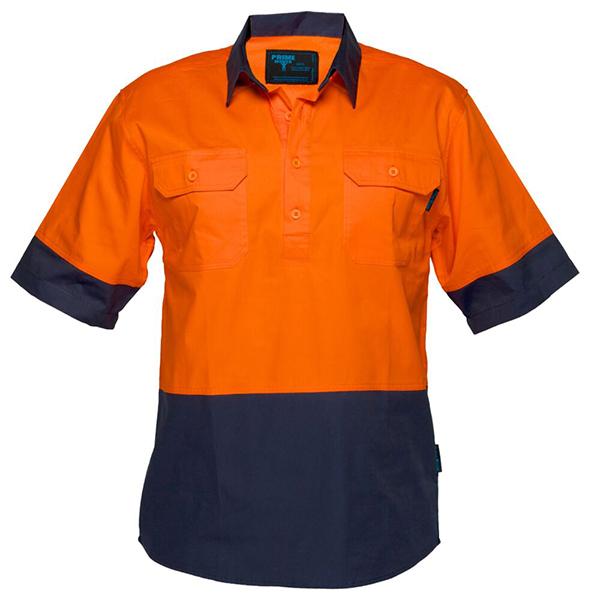 Hi-Vis Lightweight Contrast 1/2 Button Class D Shirt S/S (MC802)