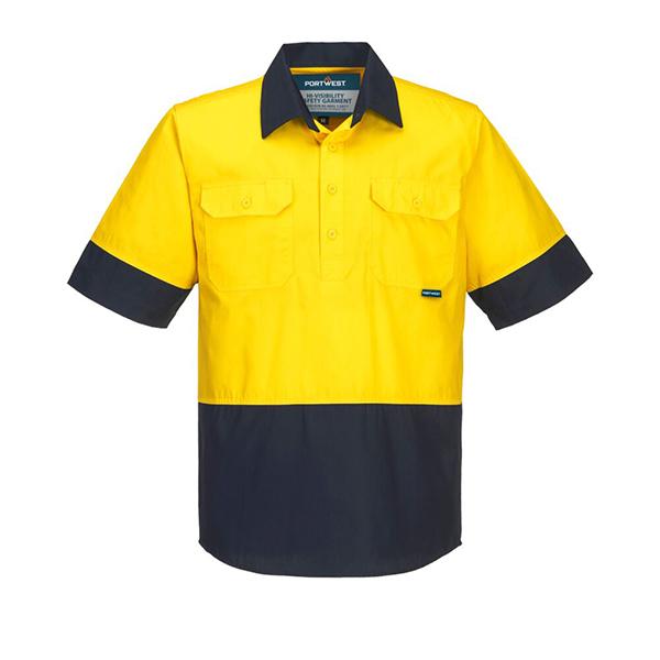 Hi-Vis Lightweight Contrast 1/2 Button Class D Shirt S/S (MC802)