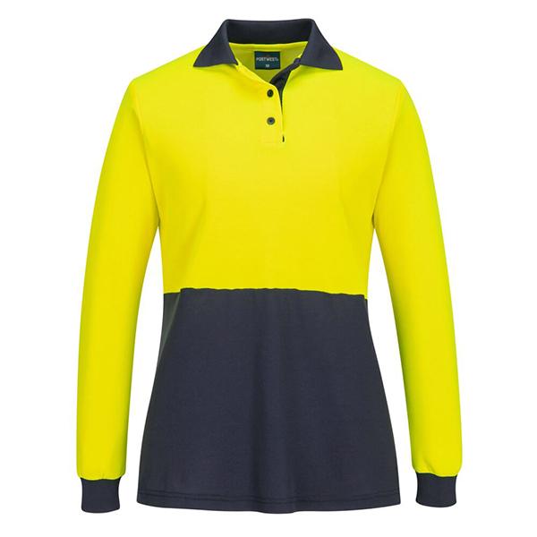 Hi-Vis Womens Cotton Comfort D Contrast Polo L/S(ML213)